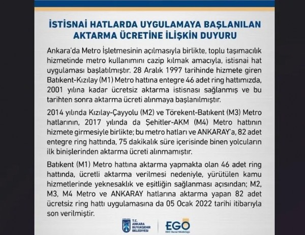 Mansur Yavaş'ın algı balonu patladı! Kendi kaldırdığı ücretsiz aktarma sistemini 'müjde' diye duyurdu